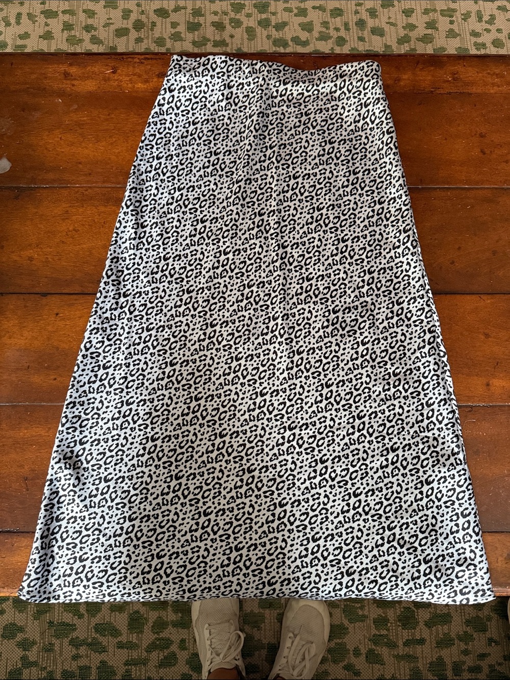 miami Black and light blue/ silver  Leopard Print Midi Skirt